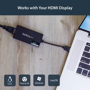 StarTech.com USB 3.0 to HDMI Adapter, 4K 30Hz, DisplayLink Certified, USB Type-A to HDMI Display Adapter Converter, Extern