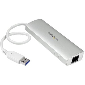 StarTech.com 3-Port USB Hub with Ethernet, USB-A Ports, Gigabit Ethernet/GbE, USB 5Gbps, Bus-Powered, Portable Laptop USB 