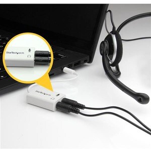 StarTech.com 3.5mm 4 Position to 2x 3 Position 3.5mm Headset Splitter Adapter M/F - White - Cable for Audio Device, Speake