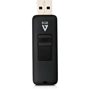 V7 8GB USB 2.0 Flash Drive - With Retractable USB connector - 8 GB - USB 2.0 - Black - 5 Year Warranty RETRACTABLE CONNECT