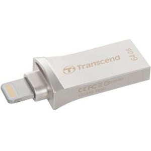 Transcend Mobile Storage for iOS Devices - 64 GB - USB 3.1, Lightning - Silver