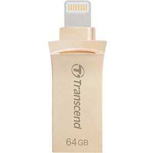 Transcend Mobile Storage for iOS Devices - 64 GB - USB 3.1, Lightning - Gold