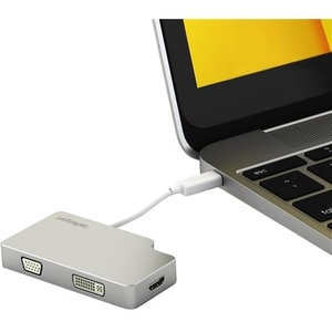 StarTech.com Aluminum Travel A/V Adapter: 3-in-1 Mini DisplayPort to VGA, DVI or HDMI - mDP Adapter - 4K - 1 x 20-pin Mini