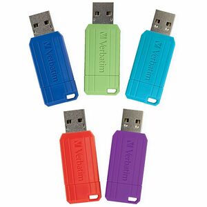 8GB PinStripe USB Flash Drive - 5pk - Assorted - 8GB - 5pk - Assorted