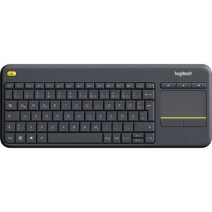 Logitech K400 Plus Keyboard - Wireless Connectivity - USB Interface - TouchPad - German - QWERTZ Layout - Black - RF Mute,