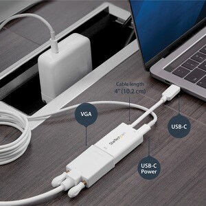 StarTech.com USB-C VGA Multiport Adapter - White - USB-A Port - with Power Delivery (USB PD) - USB C Adapter Converter - 1