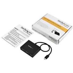 StarTech.com 3-Port USB-C Multi-Monitor Adapter, Type-C to 3x DisplayPort 1.2 MST Hub, Triple 1080p DP Display Extender/Sp