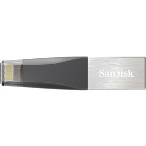 SanDisk 16GB iXpand Mini USB 3.0 Flash Drive - 16 GB - Lightning, USB 3.0 - Black, Silver