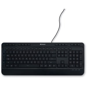 Verbatim Illuminated Wired Keyboard - Cable Connectivity - USB Type A Interface Media Player Hot Key(s) - Windows, Mac OS,
