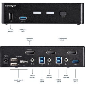 StarTech.com SV231DPU34K. Tastatur Porttyp: USB, Maus Porttyp: USB, Video Porttyp: DisplayPort. HD type: 4K Ultra HD, Maxi