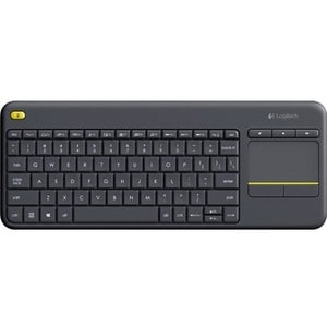 Logitech K400 Plus 键盘 - 无线 连接 - USB 接口 - TouchPad - 黑 - 静音, 开/关, 音量减小, 提高音量 热键 - 家庭影院 PC (HTPC), Smart TV - Android, Windo