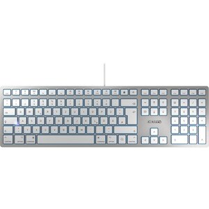 Clavier CHERRY KC 6000 SLIM - Câble Connectivité - USB Type A Interface - Français - AZERTY Disposition - Argenté, Blanc -