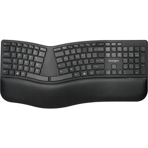 Kensington Pro Fit Ergo Wireless Keyboard-Black - Wireless Connectivity - Bluetooth/RF - 2.40 GHz - USB Interface - Black