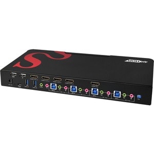 SIIG 4-Port HDMI 4K60Hz HDR Smart Console KVM Switch with USB 3.0 Multi-Media - HDMI 18Gbps Single Monitor - USB 3.0 Hub /
