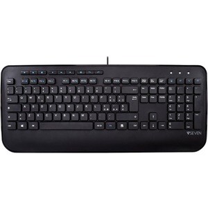 V7 Professional KU300IT Keyboard - Cable Connectivity - USB Interface - Italian - QWERTY Layout - Black - Membrane Keyswit