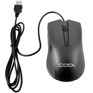 CODi Wired USB Optical Mouse - Optical - Cable - USB Type A - 1200 dpi - Scroll Wheel - 3 Button(s) - Symmetrical