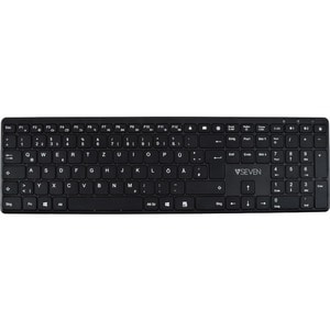 V7 KW550DEBT Keyboard - Wireless Connectivity - USB Interface - German - Black - Scissors Keyswitch - Bluetooth/RF - 2.40 