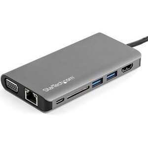 Adattatore multiporta USB C - Mini dock da viaggio USB-C con HDMI 4K o VGA 1080p - Hub USB 3.0 3x, SD, GbE, audio, pass-th