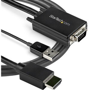 StarTech.com VGA2HDMM2M Cable Adaptador de VGA a HDMI 2m - Audio Vía USB -1080p - 2 Años de Garantía - Negro