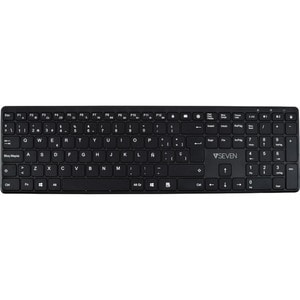 V7 KW550ESBT Keyboard - Wireless Connectivity - USB Interface - Spanish - QWERTY Layout - Black - Scissors Keyswitch - Blu