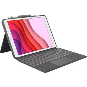 Logitech Combo Touch Keyboard/Cover Case Apple, Logitech iPad (7th Generation) Tablet - Graphite - Scuff Resistant, Scratc