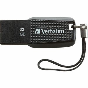 Verbatim 32GB Ergo USB Flash Drive - Black - The Verbatim Ergo USB drive features an ergonomic design for in-hand comfort 