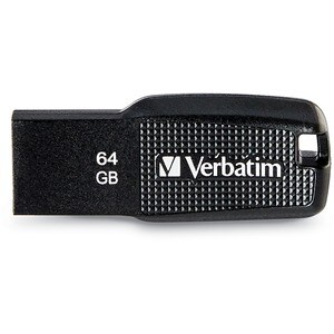 Verbatim 64GB Ergo USB Flash Drive - Black - The Verbatim Ergo USB drive features an ergonomic design for in-hand comfort 
