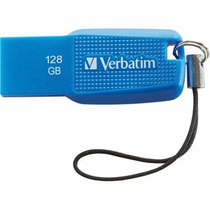 Verbatim 128GB Ergo USB 3.0 Flash Drive - Blue - The Verbatim Ergo USB drive features an ergonomic design for in-hand comf