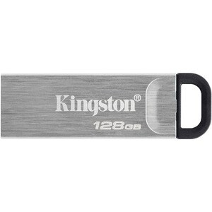 Kingston DataTraveler Kyson DTKN 128 GB USB 3.2 (Gen 1) Type A Flash Drive - Silver - 200 MB/s Read Speed - 60 MB/s Write 