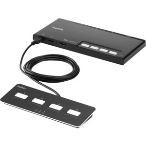Belkin 4-Port Dual Head HDMI Modular Secure KVM Switch PP4.0 W/ Remote - 4 Computer(s) - 1 Local User(s) - 3840 x 2160 - 4