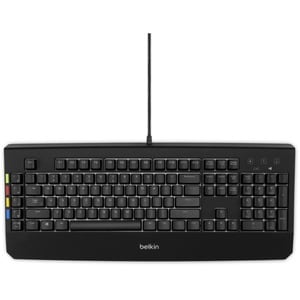 Belkin Rugged Keyboard - Cable Connectivity - USB Interface - Black - TAA Compliant - Mechanical Keyswitch - KVM Switch