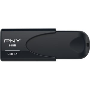 PNY Attaché 4 3.1 64 GB USB 3.1 Type A Flash Drive - Black - 80 MB/s Read Speed - 20 MB/s Write Speed - 1 / Pack