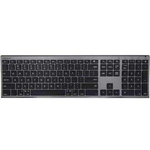 Macally Rechargeable Space Gray Quick Switch Bluetooth Keyboard For Three Devices - Wireless Connectivity - Bluetooth - 11