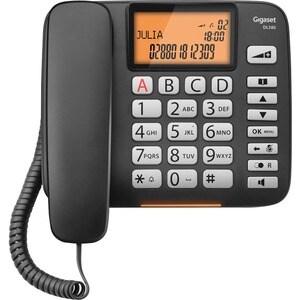 Gigaset DL580 Standard Phone - Black - Speakerphone - Hearing Aid Compatible