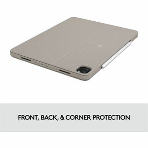Logitech Combo Touch Keyboard/Cover Case (Folio) for 12.9" Apple, Logitech iPad Pro (5th Generation) Tablet - Sand - Scrap