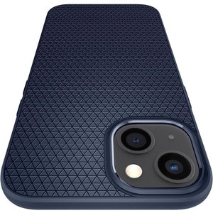 Spigen Liquid Air Case for Apple iPhone 13 Smartphone - Geometric Pattern - Navy Blue - OEM - Matte - Shock Absorbing, Dro