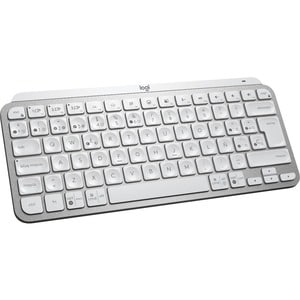 Logitech MX Keys Mini Keyboard - Wireless Connectivity - LED - Spanish - QWERTY Layout - Pale Gray - Rubber Dome Keyswitch