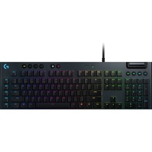 Logitech G813 游戏键盘 - 电缆 连接 - USB 接口 - 英文 - 黑 - 机械 按键开关 - 5 热键 - G 键, 轮廓, 可调亮度, 多媒体, 音量控制, 游戏模式 热键 - PC, Mac