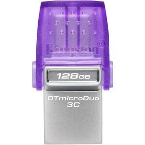 Kingston DataTraveler microDuo 3C DTDUO3CG3 128 GB USB 3.2 (Gen 1) Type C Flash Drive - Purple - 200 MB/s Read Speed - 5 Y