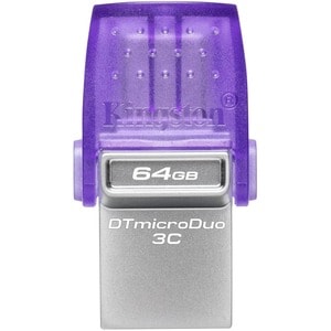 Kingston DataTraveler microDuo 3C DTDUO3CG3 64 GB USB 3.2 (Gen 1) Type C Flash Drive - Purple - 200 MB/s Read Speed - 5 Ye