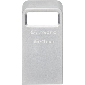 Kingston DataTraveler Micro USB Flash Drive - 64 GB - USB 3.2 (Gen 1) Type A - 200 MB/s Read Speed - Silver - 5 Year Warranty