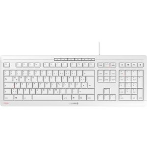 CHERRY STREAM Keyboard - Cable Connectivity - USB Interface - German - Pale Gray - Scissors Keyswitch - Volume Up, Previou