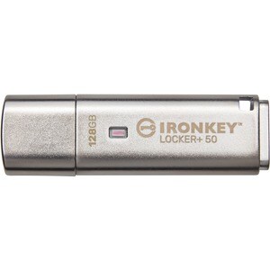 IronKey IKLP50 128 GB USB 3.2 (Gen 1) Type A Flash Drive - Silver - XTS-AES, 256-bit AES - TAA Compliant - 145 MB/s Read S