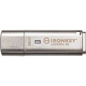 IronKey IKLP50 32 GB USB 3.2 (Gen 1) Type A Flash Drive - Silver - XTS-AES, 256-bit AES - TAA Compliant - 145 MB/s Read Sp