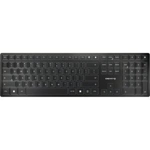 CHERRY KW 9100 SLIM Keyboard - Wireless Connectivity - Belgian - Black, Silver - Scissors Keyswitch - Bluetooth/RF - 4 - 1