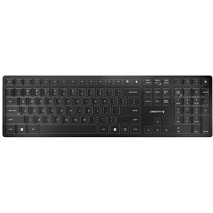 CHERRY KW 9100 SLIM Bluetooth, Wireless Keyboard - Full size, Black/Silver, Rechargeable, AES 128 Encryption