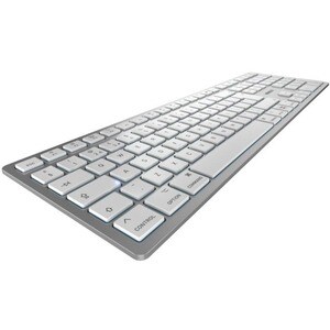 CHERRY Slim KW 9100 Keyboard - Wireless Connectivity - English (US) - Silver - SX Keyswitch - Bluetooth/RF - 4 - 2.40 GHz 