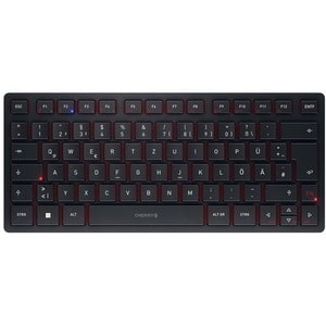 CHERRY KW 9200 MINI Keyboard - Wired/Wireless Connectivity - USB Type C Interface - Belgian - Black - SX Keyswitch - Bluet