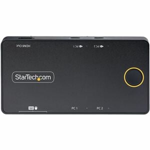 StarTech.com 2-Port USB-C KVM-Switch, Ein 4K 60Hz HDMI Monitor, Dual 100W Power Delivery Pass-Through Ports, USB Betrieben