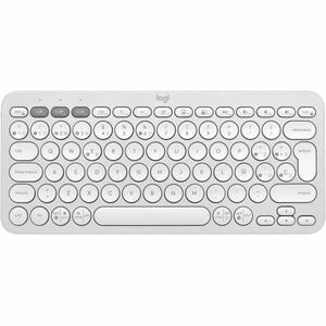 Logitech Pebble Keys 2 K380s Keyboard - Wireless Connectivity - USB Interface - Spanish - QWERTY Layout - Tonal White - Bl